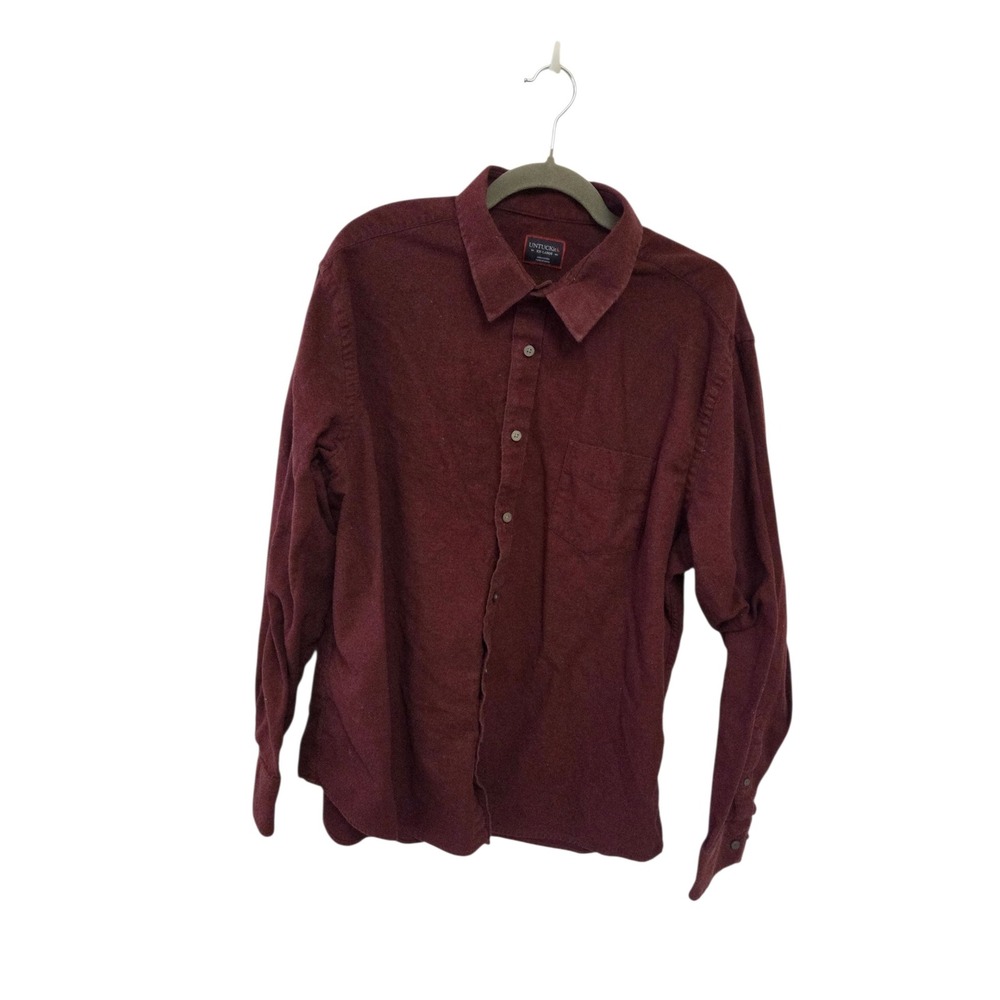 UNTUCKit Mens XXL Burgundy Maroon Long Sleeve Cotton Button Down Shirt Pocket